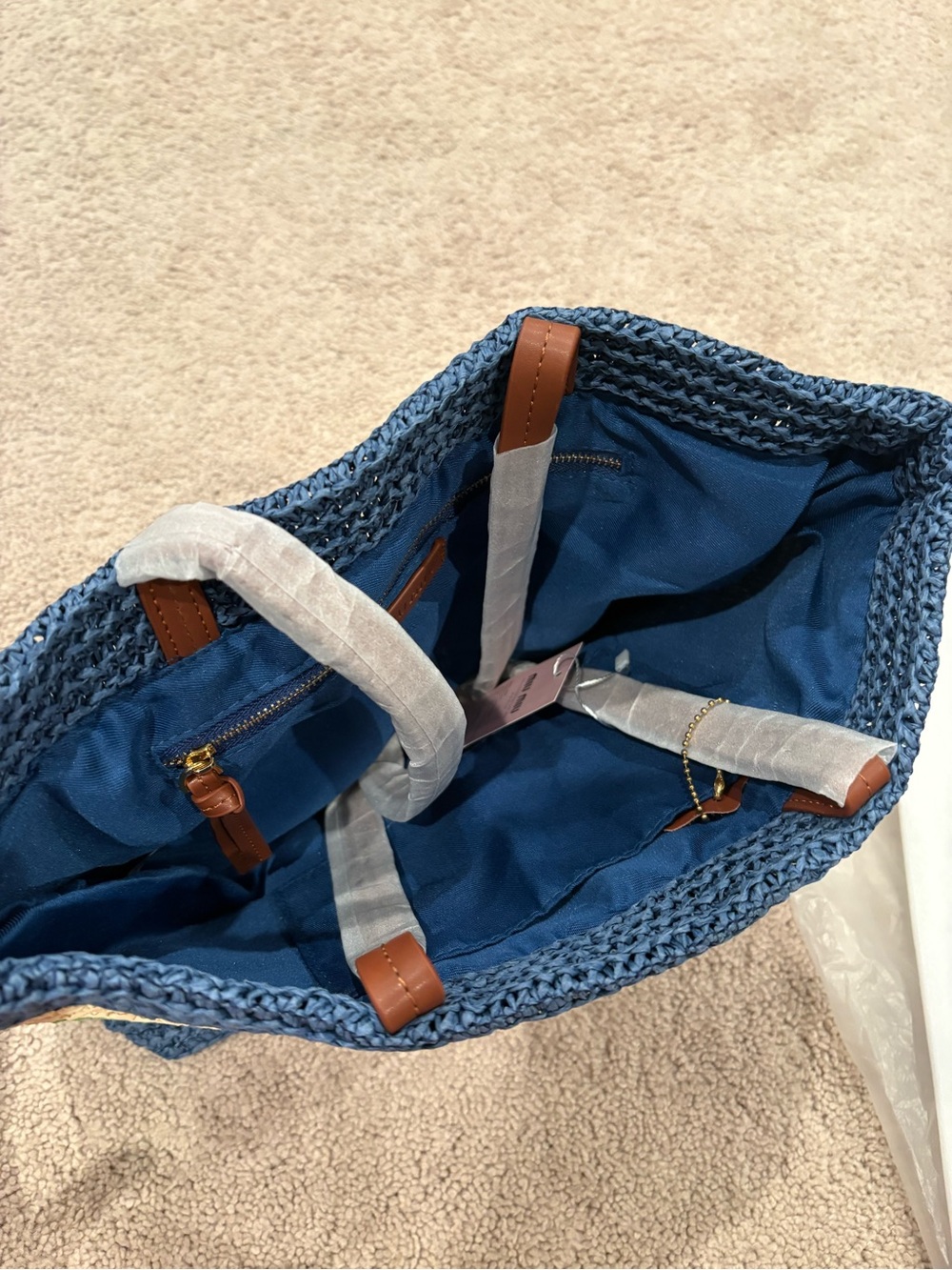 Miu Miu Crochet Striped Tote in Blue, Cream & Green GWP new - Picture 7 of 10